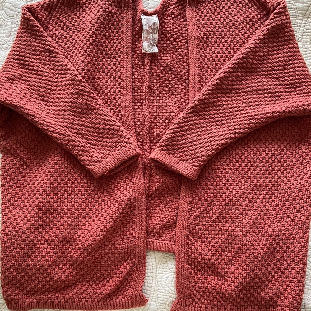 Orange Anthropologie Open Cardigan